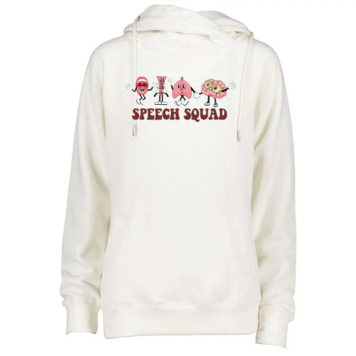 Speech Squad Speech Language Pathologist Speech Therapy SLP Womens Funnel Neck Pullover Hood