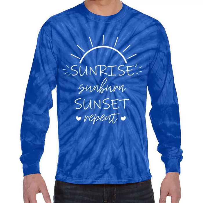 Sunrise Sunburn Sunset Repeat Summer Break Gift Great Gift Tie-Dye Long Sleeve Shirt