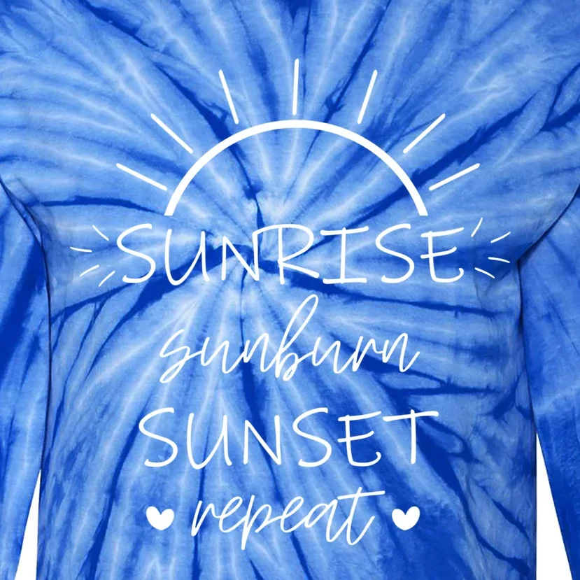 Sunrise Sunburn Sunset Repeat Summer Break Gift Great Gift Tie-Dye Long Sleeve Shirt