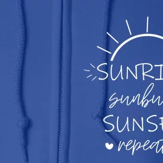 Sunrise Sunburn Sunset Repeat Summer Break Gift Great Gift Full Zip Hoodie