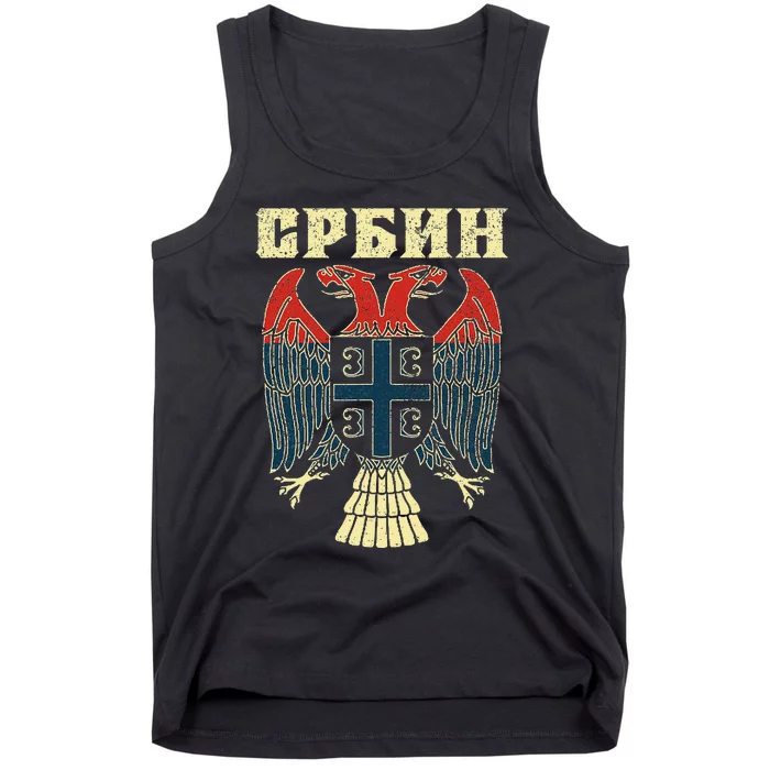 Serbia Srbija Serbian Serb Srbin Eagle Flag CCCC Cyrillic Tank Top