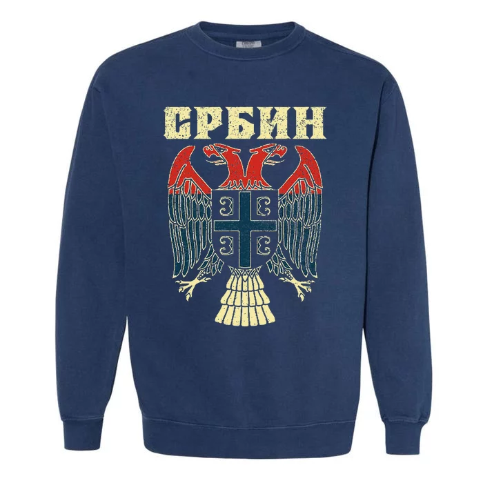 Serbia Srbija Serbian Serb Srbin Eagle Flag CCCC Cyrillic Garment-Dyed Sweatshirt