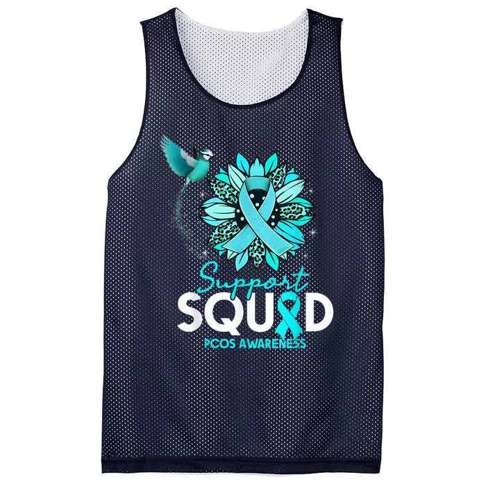 Support Squad Sunflower Hummingbird PCOS Awareness Mesh Reversible Basketball Jersey Tank