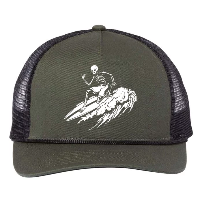 Skeleton Surf Surfing Retro Rope Trucker Hat Cap