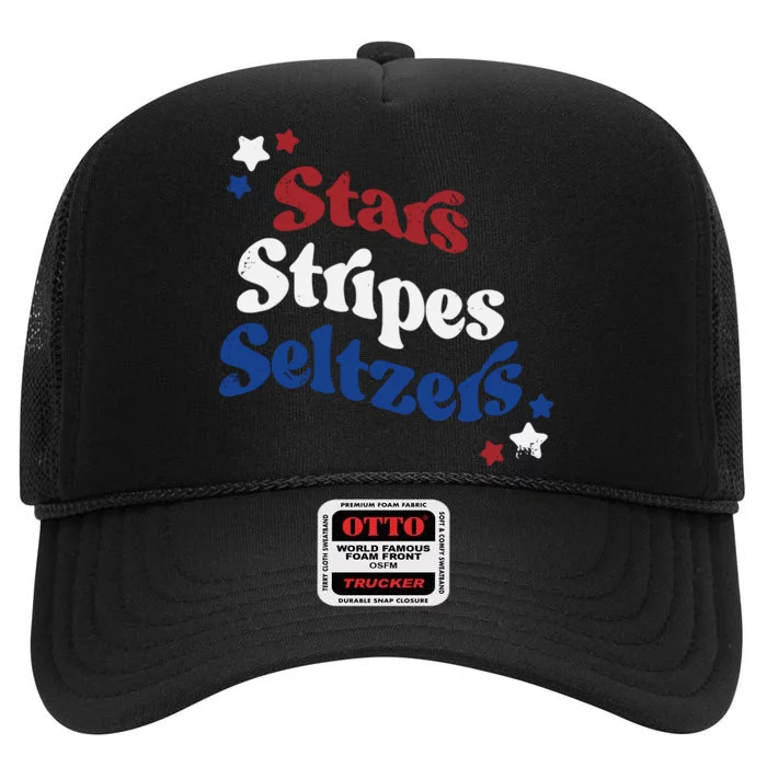 Stars Stripes Seltzers Patriotic Day High Crown Mesh Trucker Hat