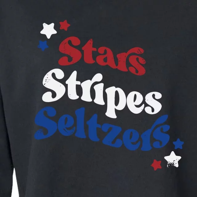 Stars Stripes Seltzers Patriotic Day Cropped Pullover Crew