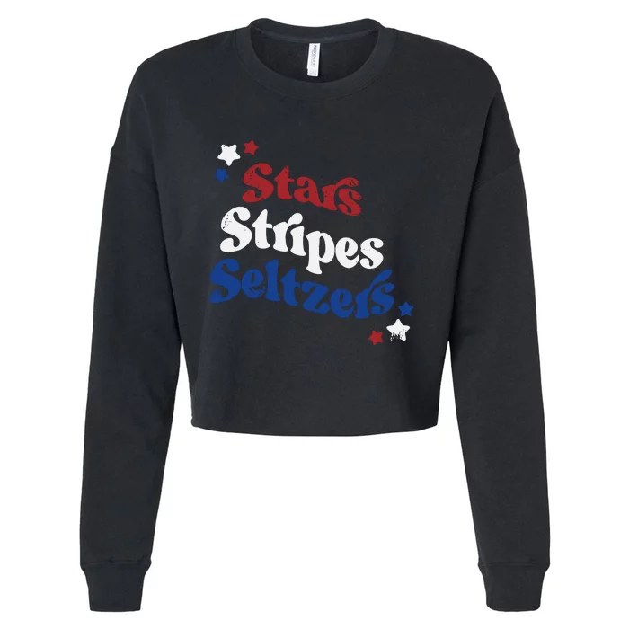 Stars Stripes Seltzers Patriotic Day Cropped Pullover Crew