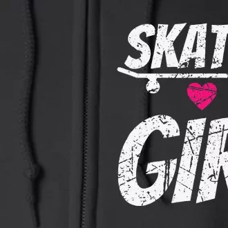 Skater  Skateboard SK8R Girls Skate Cool Skateboarding Full Zip Hoodie