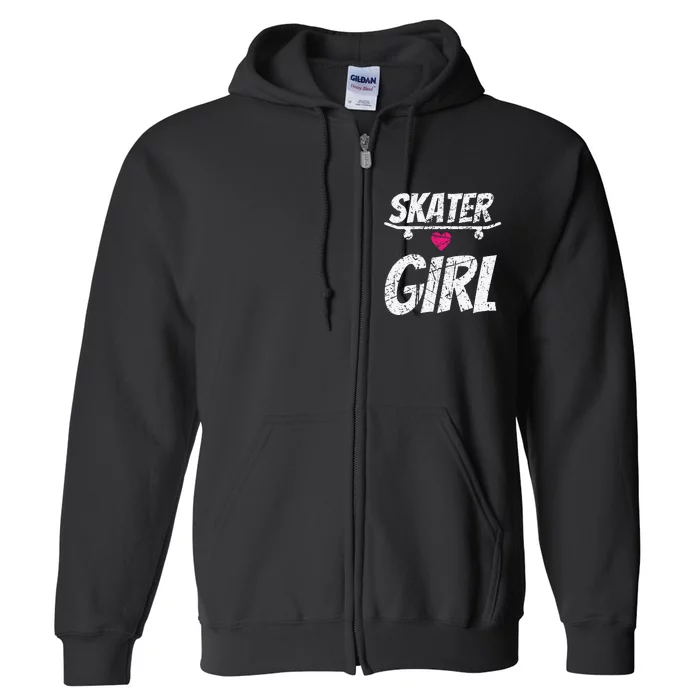 Skater  Skateboard SK8R Girls Skate Cool Skateboarding Full Zip Hoodie