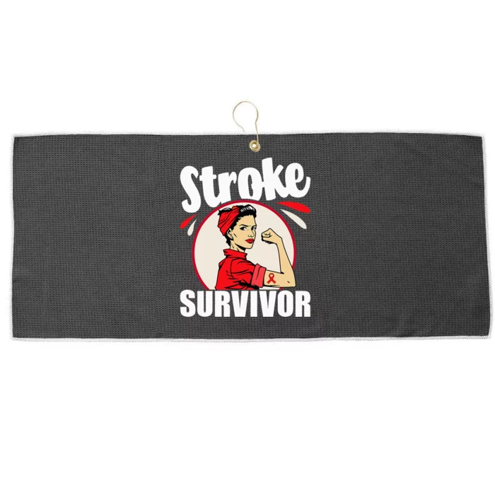 Stroke Survivor Stroke Awareness Red Ribbon Brain Attack Large Microfiber Waffle Golf Towel