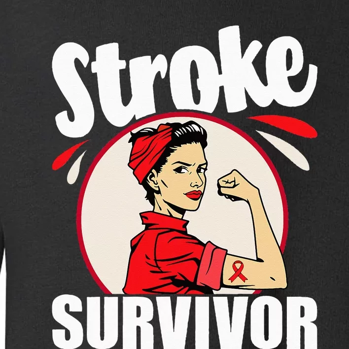 Stroke Survivor Stroke Awareness Red Ribbon Brain Attack Toddler Sweatshirt