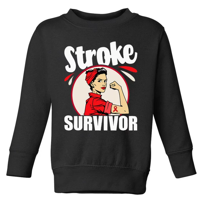 Stroke Survivor Stroke Awareness Red Ribbon Brain Attack Toddler Sweatshirt