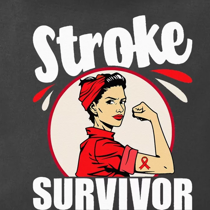 Stroke Survivor Stroke Awareness Red Ribbon Brain Attack Zip Tote Bag