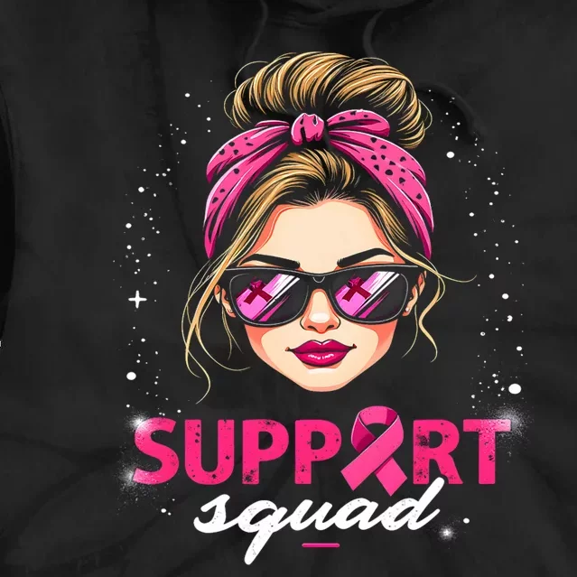 Support Squad Sunglasses Breast Cancer Awareness Tie Dye Hoodie