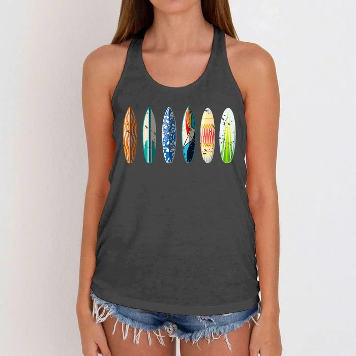 Summer Sports Surfboard Surfer Gift Surfing Women's Knotted Racerback Tank