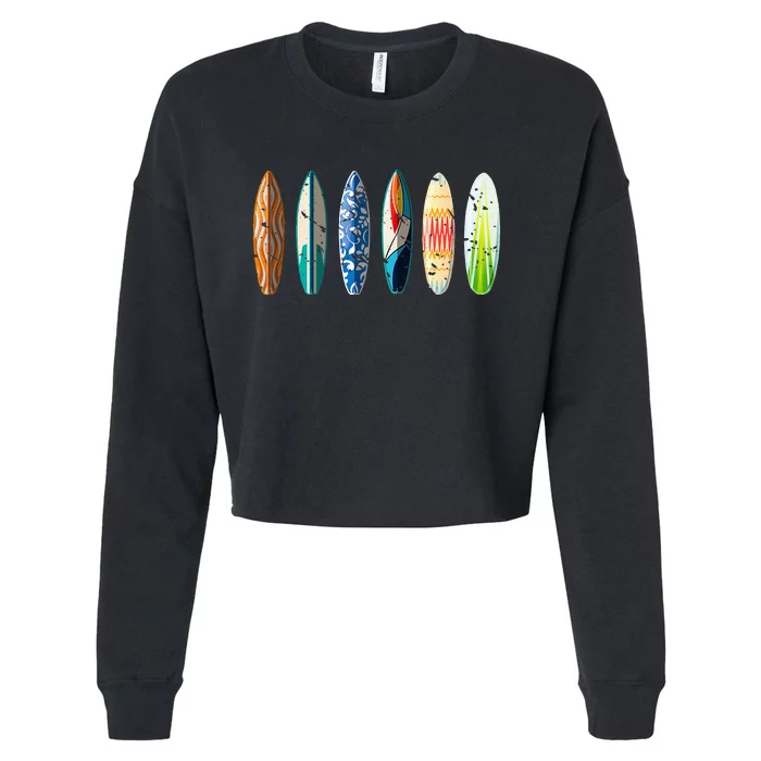 Summer Sports Surfboard Surfer Gift Surfing Cropped Pullover Crew