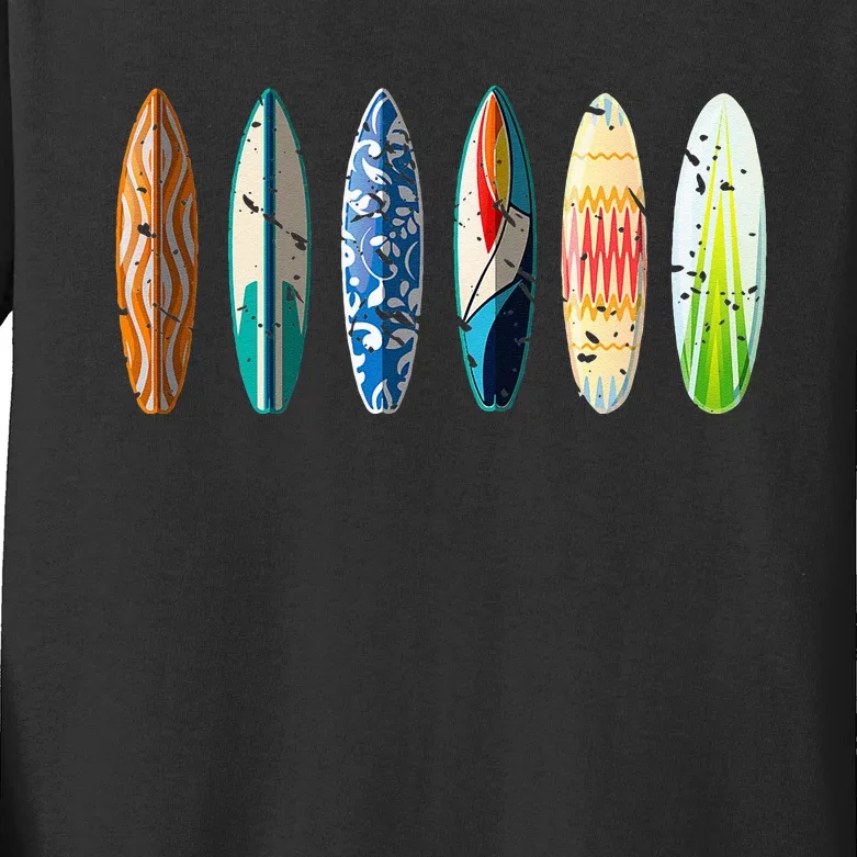 Summer Sports Surfboard Surfer Gift Surfing Kids Long Sleeve Shirt