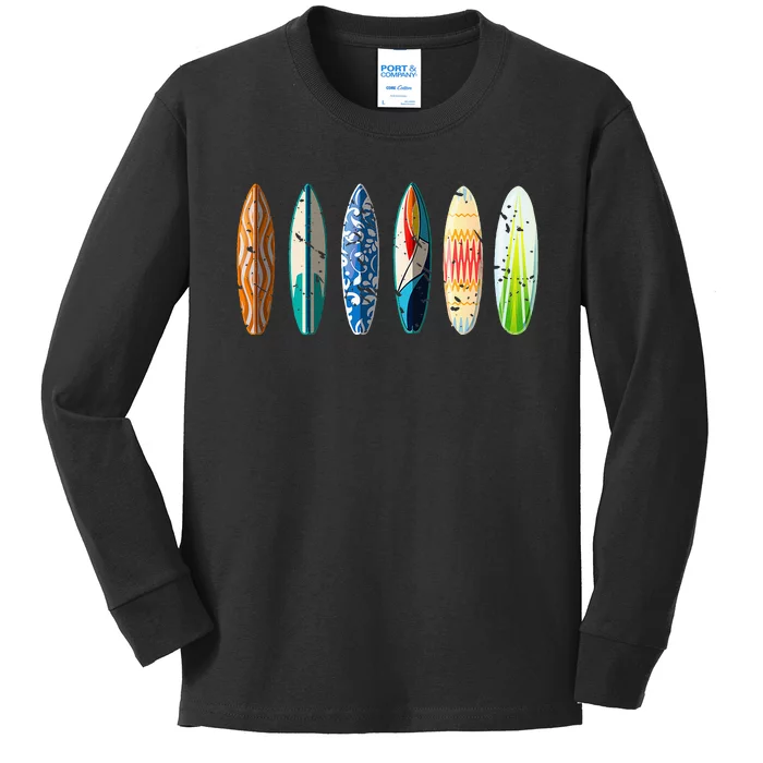 Summer Sports Surfboard Surfer Gift Surfing Kids Long Sleeve Shirt