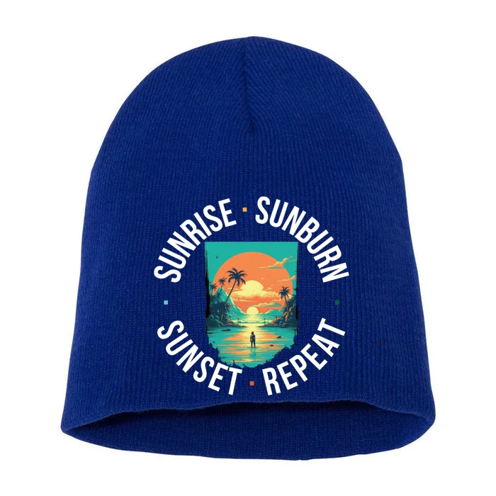 Sunrise Sunburn Sunset Repeat Gift Short Acrylic Beanie