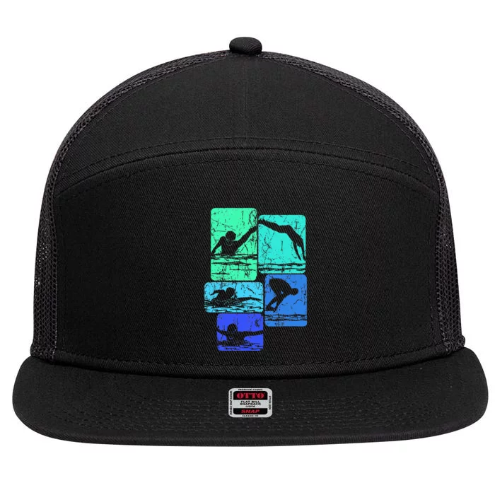 Swimming Swimmers 7 Panel Mesh Trucker Snapback Hat