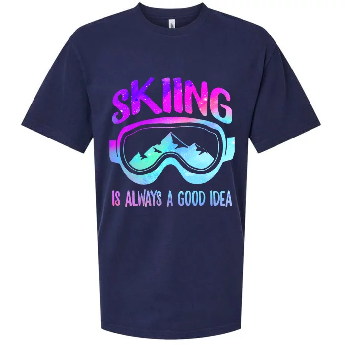 Ski Snowboarding Skiing Is Always A Good Idea Skiing Skier Funny Gift Sueded Cloud Jersey T-Shirt