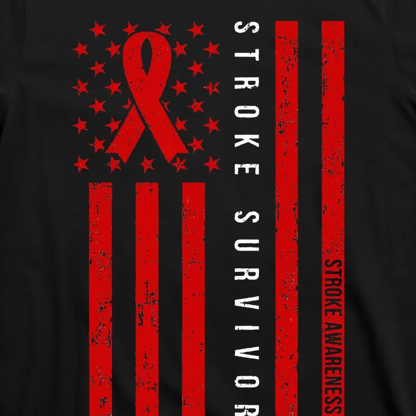 Stroke Survivor Stroke Awareness Red Ribbon Warrior T-Shirt