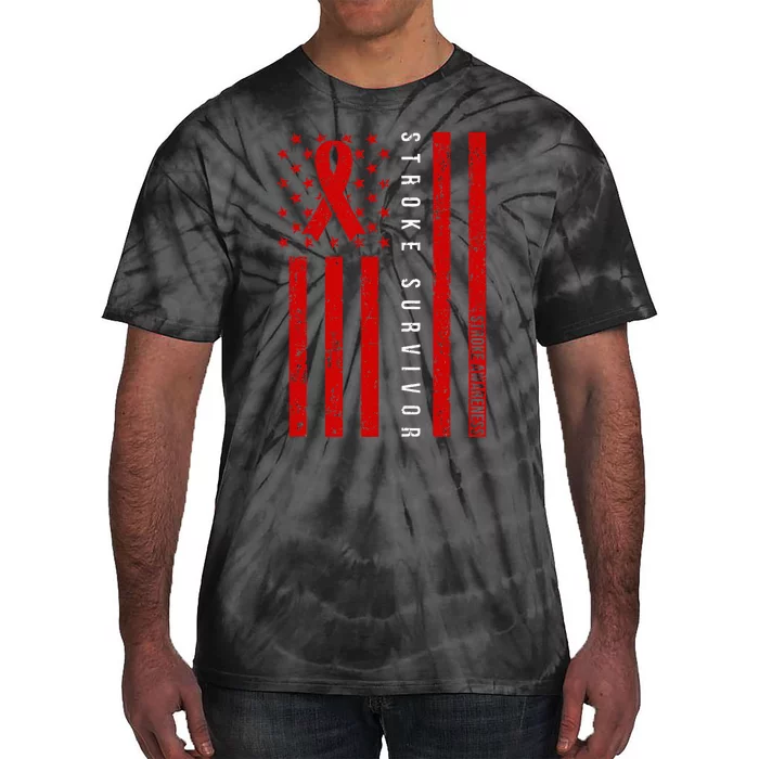 Stroke Survivor Stroke Awareness Red Ribbon Warrior Tie-Dye T-Shirt