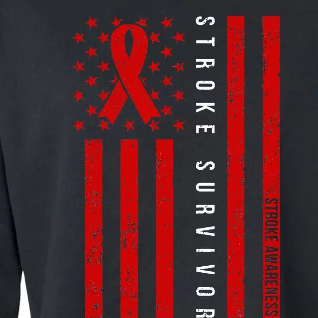 Stroke Survivor Stroke Awareness Red Ribbon Warrior Cropped Pullover Crew