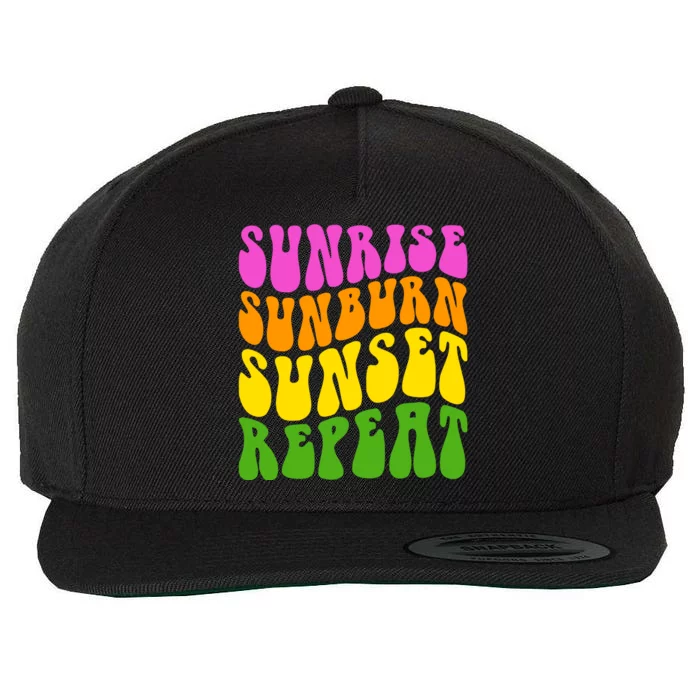 Sunrise Sunburn Sunset Repeat Retro Summer Wool Snapback Cap