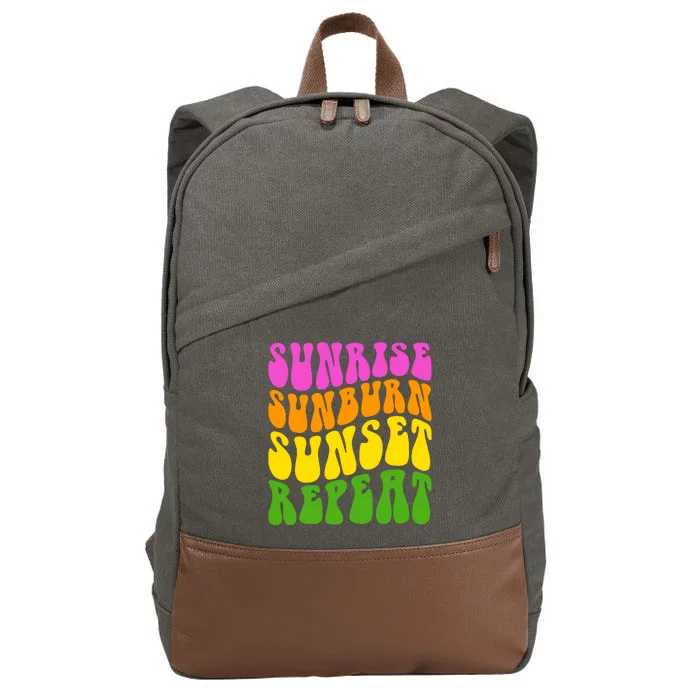 Sunrise Sunburn Sunset Repeat Retro Summer Cotton Canvas Backpack