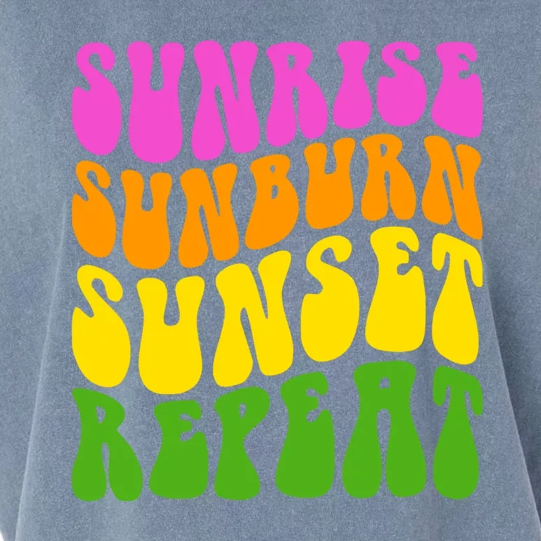 Sunrise Sunburn Sunset Repeat Retro Summer Garment-Dyed Women's Muscle Tee