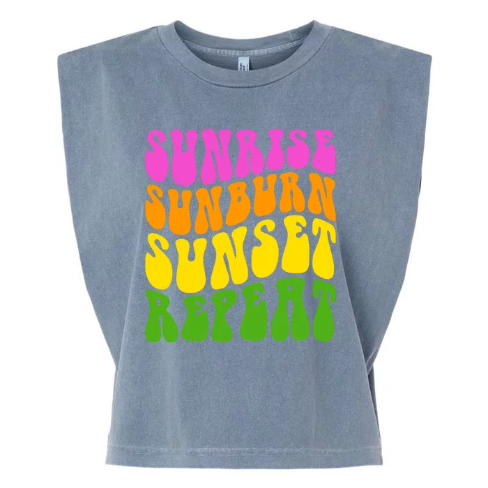 Sunrise Sunburn Sunset Repeat Retro Summer Garment-Dyed Women's Muscle Tee