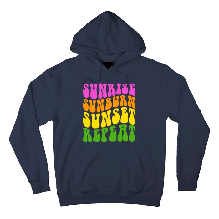 Sunrise Sunburn Sunset Repeat Retro Summer Hoodie