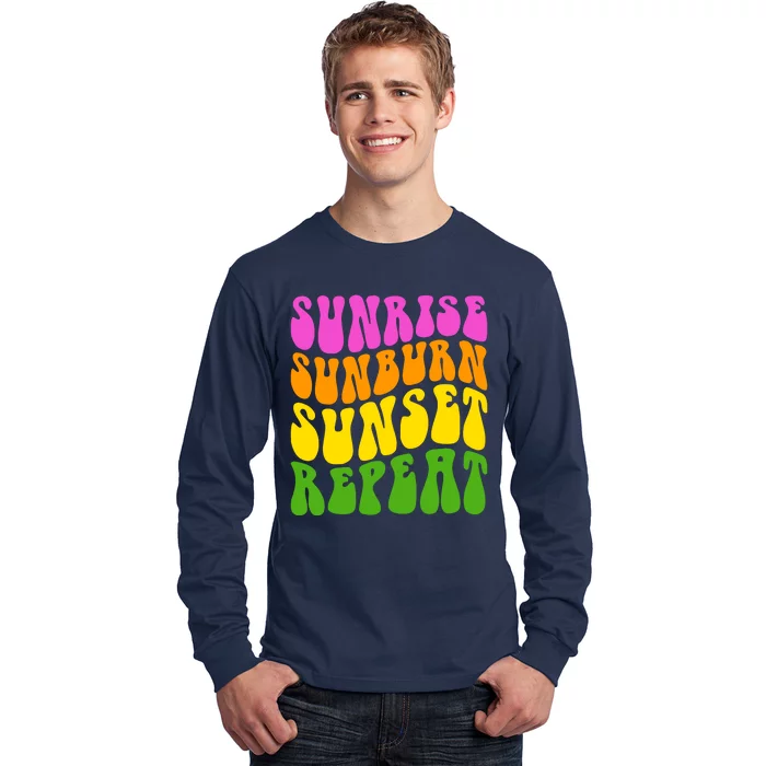 Sunrise Sunburn Sunset Repeat Retro Summer Long Sleeve Shirt