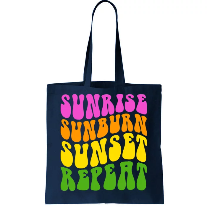 Sunrise Sunburn Sunset Repeat Retro Summer Tote Bag