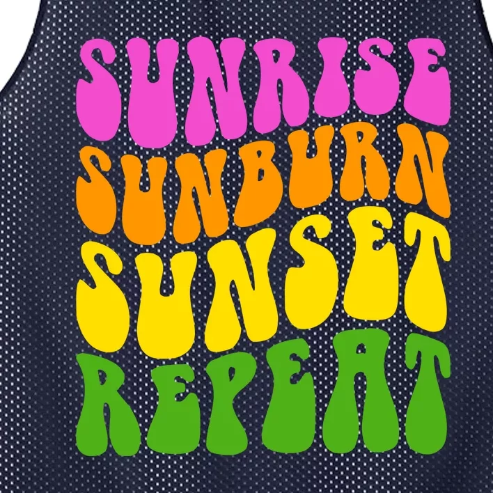 Sunrise Sunburn Sunset Repeat Retro Summer Mesh Reversible Basketball Jersey Tank