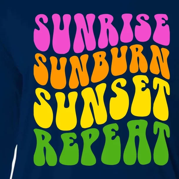 Sunrise Sunburn Sunset Repeat Retro Summer Cooling Performance Long Sleeve Crew