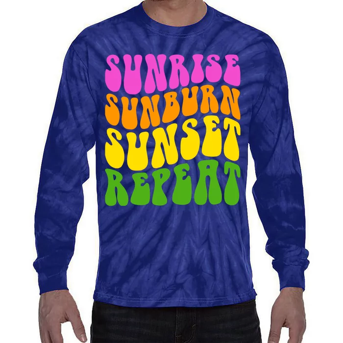 Sunrise Sunburn Sunset Repeat Retro Summer Tie-Dye Long Sleeve Shirt