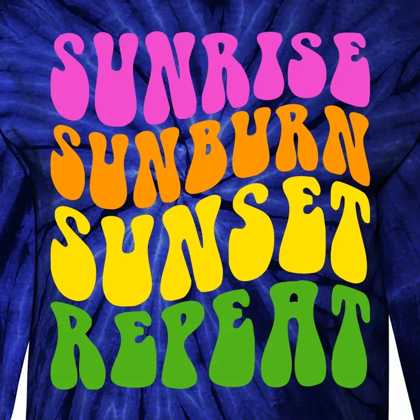 Sunrise Sunburn Sunset Repeat Retro Summer Tie-Dye Long Sleeve Shirt