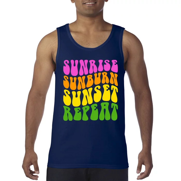 Sunrise Sunburn Sunset Repeat Retro Summer Tank Top