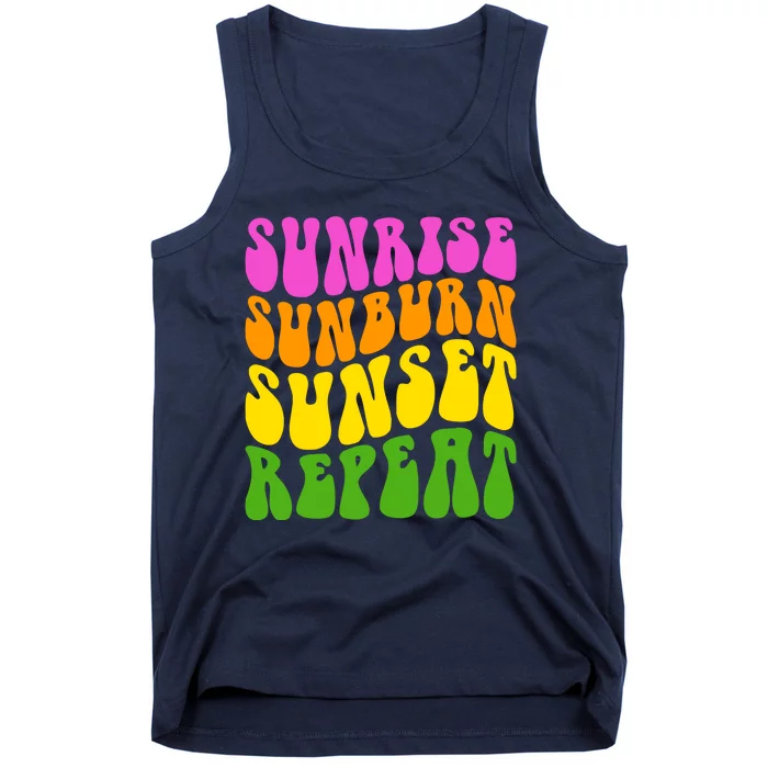 Sunrise Sunburn Sunset Repeat Retro Summer Tank Top