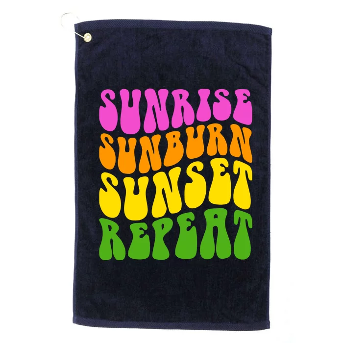 Sunrise Sunburn Sunset Repeat Retro Summer Platinum Collection Golf Towel