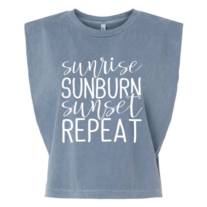 Sunrise Sunburn Sunset Repeat Tank Funny Summer Casual Gift Garment-Dyed Women's Muscle Tee