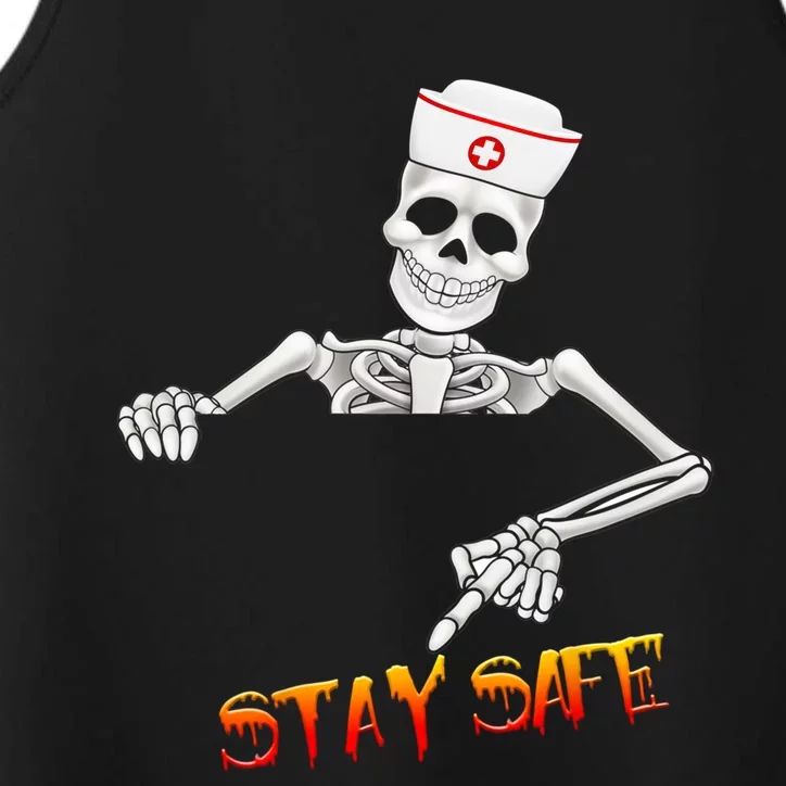 Skeleton Stay Safe Nurse Meaningful Gift Performance Tank