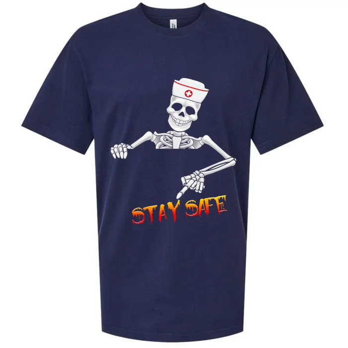 Skeleton Stay Safe Nurse Meaningful Gift Sueded Cloud Jersey T-Shirt