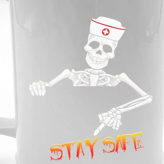 Skeleton Stay Safe Nurse Meaningful Gift Front & Back Beer Stein