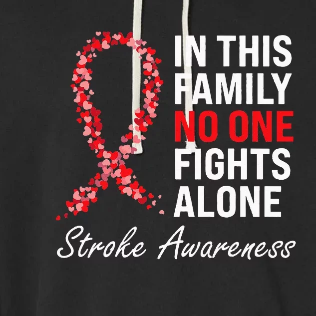 Stroke Survivor Stroke Awareness Red Ribbon Garment-Dyed Fleece Hoodie