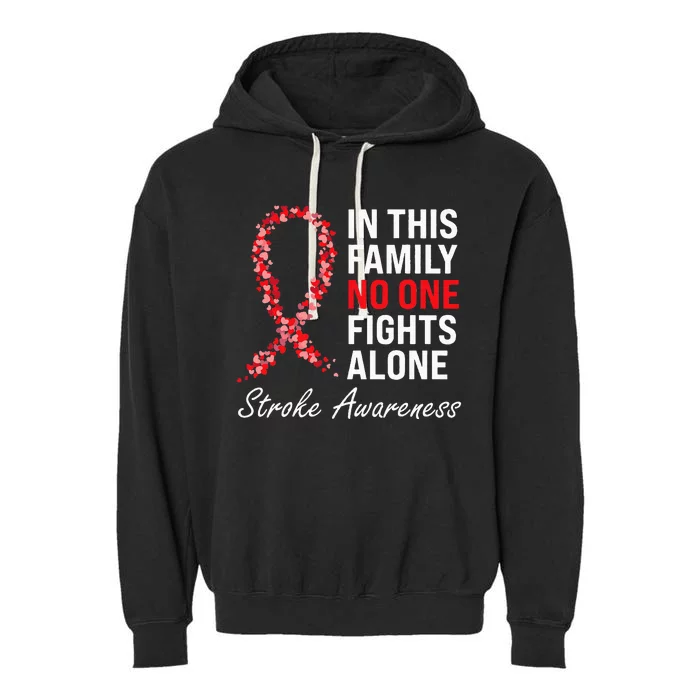 Stroke Survivor Stroke Awareness Red Ribbon Garment-Dyed Fleece Hoodie