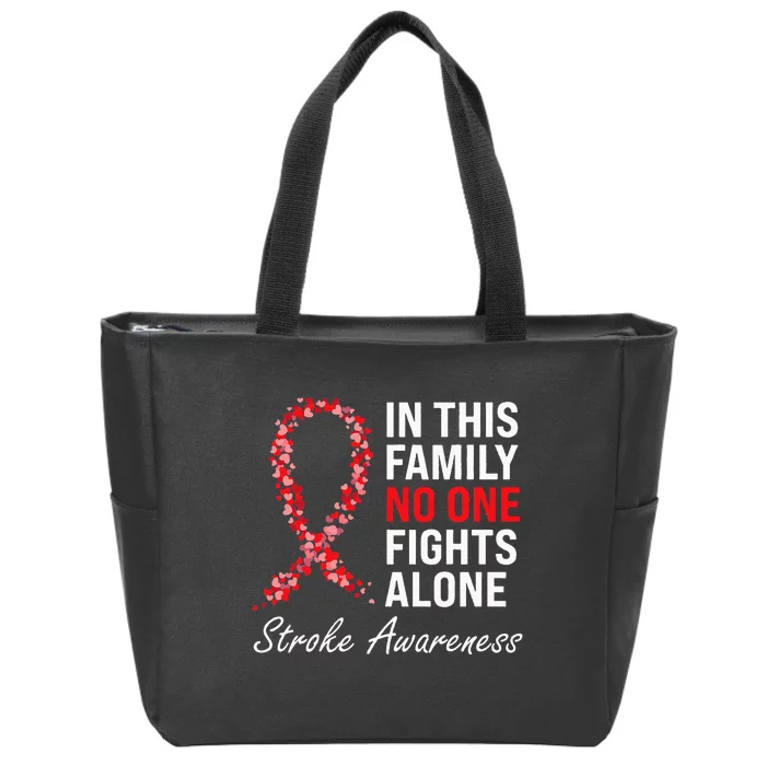 Stroke Survivor Stroke Awareness Red Ribbon Zip Tote Bag