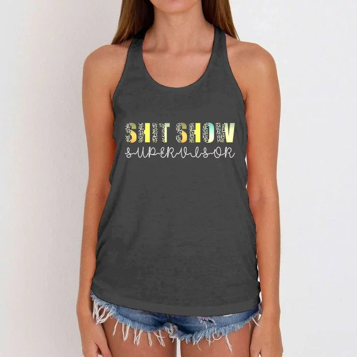 Shit Show Supervisor Funny Mom Boss Manager Coordinator Women's Knotted Racerback Tank